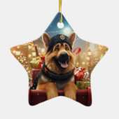 Weihnachtsmann, Hund Lover Keramik Ornament (Hinten)
