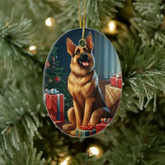 Weihnachtsmann, Hund Lover Keramik Ornament