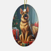 Weihnachtsmann, Hund Lover Keramik Ornament (Links)