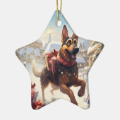 Weihnachtsmann, Hund Lover Keramik Ornament (Links)