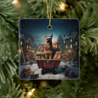 Weihnachtsmann, Hund Lover Keramikornament