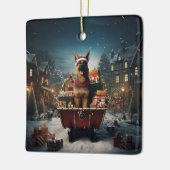 Weihnachtsmann, Hund Lover Keramikornament (Links)