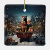 Weihnachtsmann, Hund Lover Keramikornament (Rückseite)