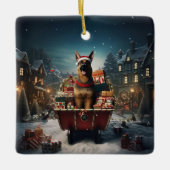 Weihnachtsmann, Hund Lover Keramikornament (Vorderseite)