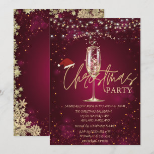 Weihnachtsmann-Hut aus Champagnerglas Weihnachten Einladung