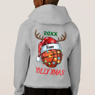 Weihnachtsmann Hut Basketball Rentier Weihnachten Hoodie
