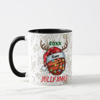 Weihnachtsmann Hut Basketball Rentier Weihnachten Tasse