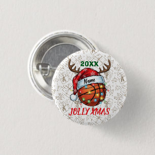 Weihnachtsmann-Hut Basketball Rentier Weihnachts- Button