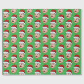 Weihnachtsmann Hut benutzerdefiniertes Gesicht Fot Geschenkpapier (Flach)