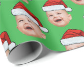 Weihnachtsmann Hut benutzerdefiniertes Gesicht Fot Geschenkpapier (Rolleneckpunkt)