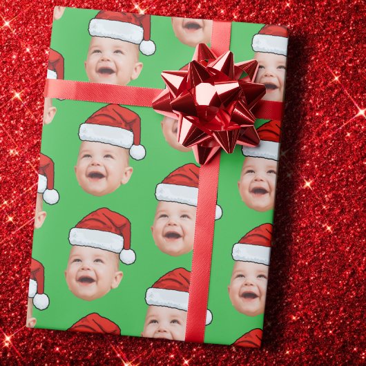 Weihnachtsmann Hut benutzerdefiniertes Gesicht Fot Geschenkpapier