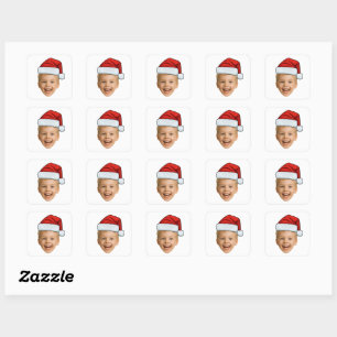 Weihnachtsmann-Hut-Gesicht-Sticker, individuelles Quadratischer Aufkleber