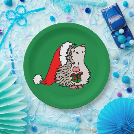Weihnachtsmann-Igel Pappteller (Party)