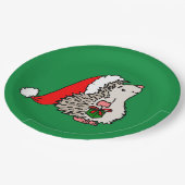 Weihnachtsmann-Igel Pappteller (Schrägansicht)