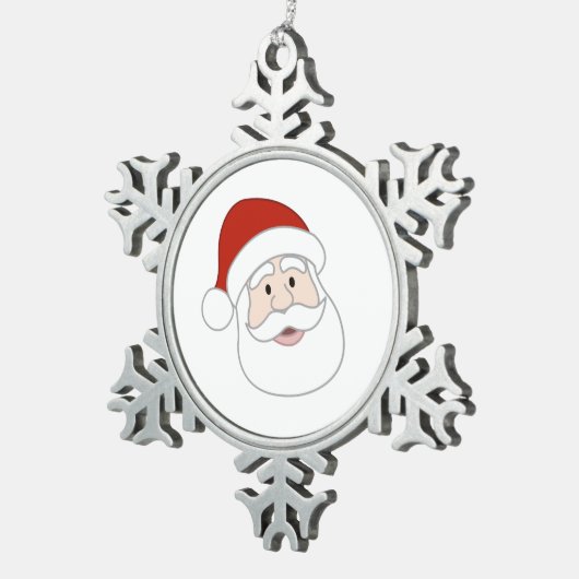 Weihnachtsmann-Illustration Schneeflocken Zinn-Ornament (Rechts)