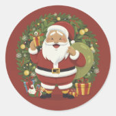 Weihnachtsmann Illustration Weihnachtsaufkleber Runder Aufkleber (Vorderseite)