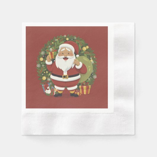 Weihnachtsmann Illustration Weihnachtsbuch Napkin Serviette (Vorderseite)
