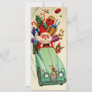 Weihnachtsmann im Auto im Vintage-Stil Feiertagskarte