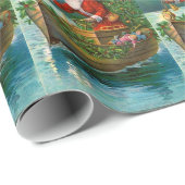 Weihnachtsmann im Boot Geschenkpapier (Rolleneckpunkt)