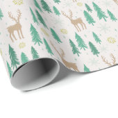Weihnachtsmann im Evergreen Winterwald Geschenkpapier (Rolleneckpunkt)