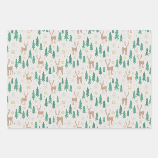 Weihnachtsmann im Evergreen Winterwald Geschenkpapier Set (Vorderseite)