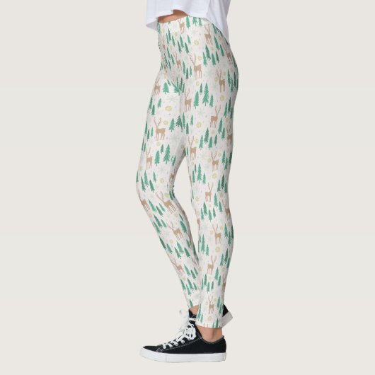 Weihnachtsmann im Evergreen Winterwald Leggings (Links)