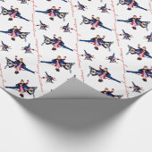 Weihnachtsmann im Flugzeug (weiß) Geschenkpapier (Ecke)