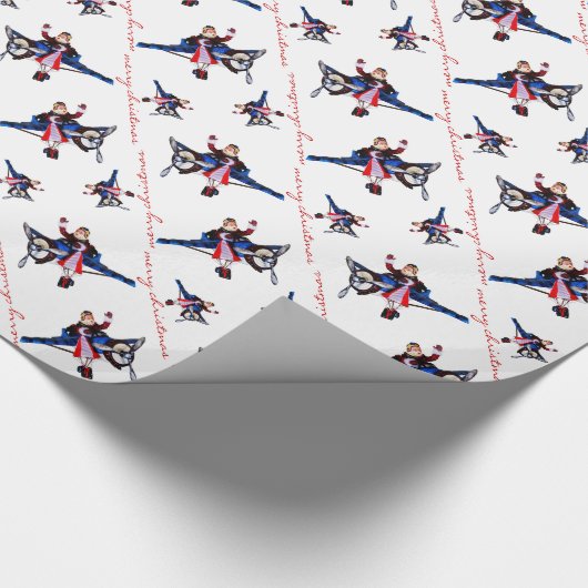 Weihnachtsmann im Flugzeug (weiß) Geschenkpapier (Ecke)