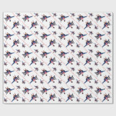 Weihnachtsmann im Flugzeug (weiß) Geschenkpapier (Flach)