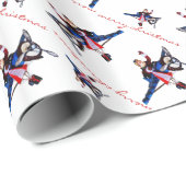 Weihnachtsmann im Flugzeug (weiß) Geschenkpapier (Rolleneckpunkt)