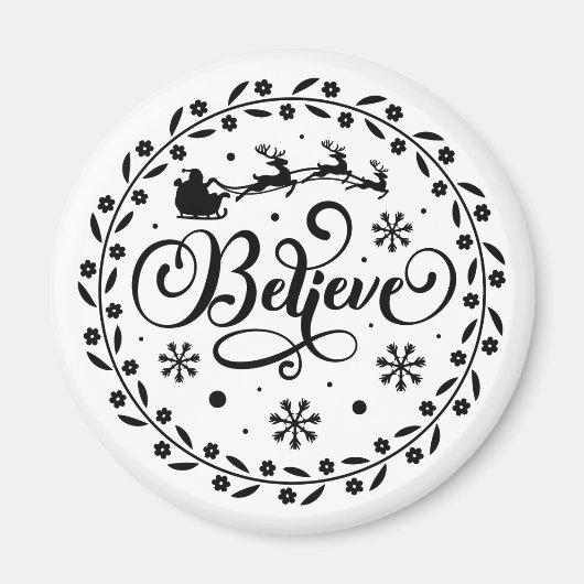 Weihnachtsmann im Flying Sleigh Weihnachten Magnet (Vorne)
