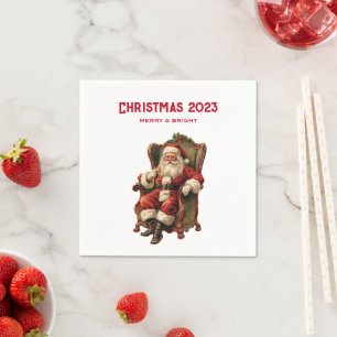 Weihnachtsmann im gemütlichen Sessel Vintage Serviette