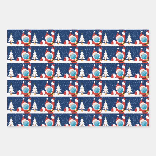 Weihnachtsmann im Gesicht Maske-Pandemie Geschenkpapier Set (Vorderseite 3)
