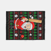 Weihnachtsmann im hässlichen Weihnachtspullover sp Fleecedecke (Vorderseite (Horizontal))