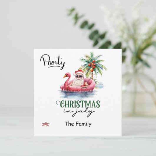 Weihnachtsmann im Juli Einladung (Stehend Vorderseite)