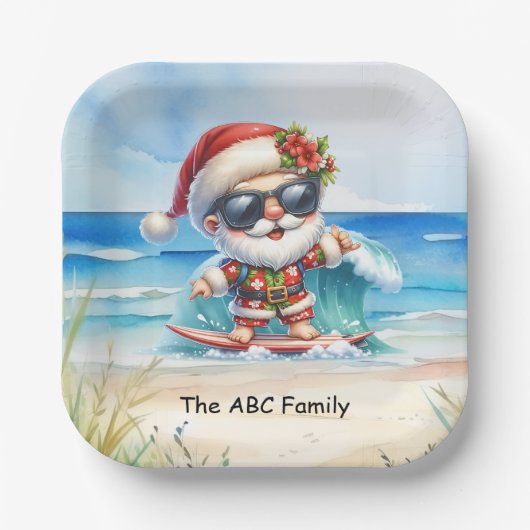 Weihnachtsmann im Juli Party Pappteller (Vorderseite)