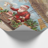Weihnachtsmann im Luftschiff Geschenkpapier (Ecke)
