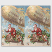 Weihnachtsmann im Luftschiff Geschenkpapier (Flach)