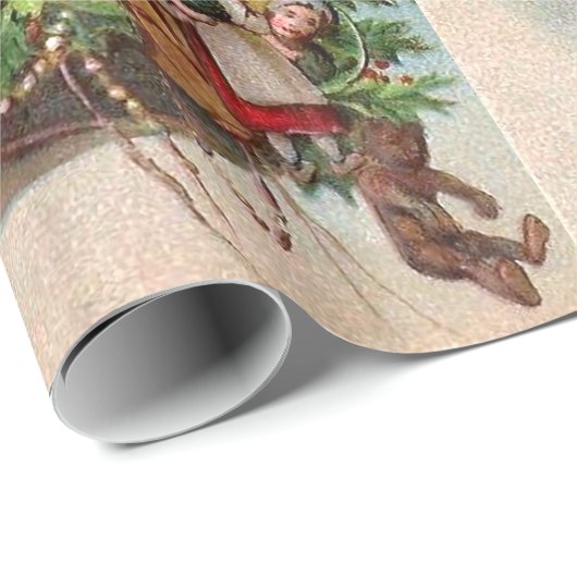 Weihnachtsmann im Luftschiff Geschenkpapier (Rolleneckpunkt)