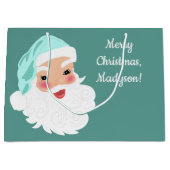 Weihnachtsmann im Mint Grüner Hut Weihnachten Große Geschenktüte (Vorderseite)