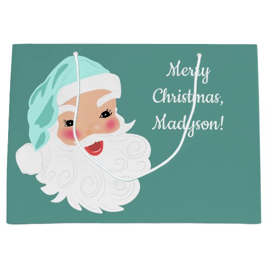 Weihnachtsmann im Mint Grüner Hut Weihnachten Große Geschenktüte (Vorderseite)