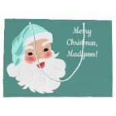 Weihnachtsmann im Mint Grüner Hut Weihnachten Große Geschenktüte (Rückseite)