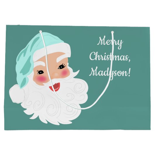 Weihnachtsmann im Mint Grüner Hut Weihnachten Große Geschenktüte (Rückseite)