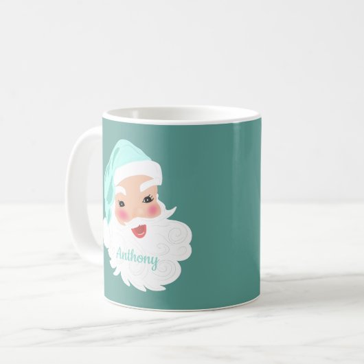 Weihnachtsmann im Mint Grüner Hut Weihnachten Kaffeetasse (Vorderseite Links)