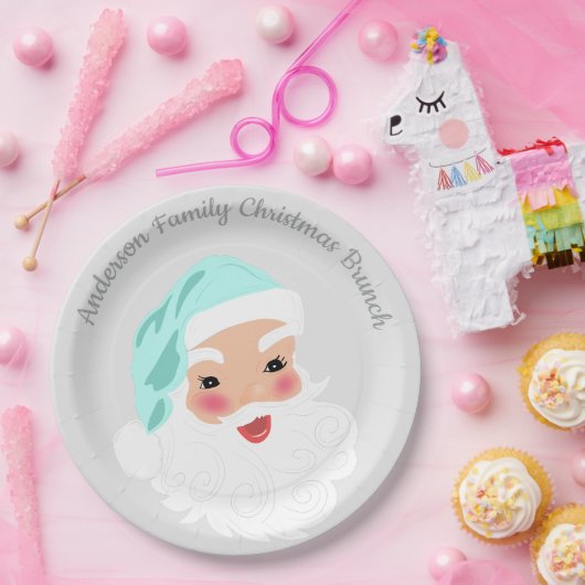 Weihnachtsmann im Mint Grüner Hut Weihnachten Pappteller (Party)