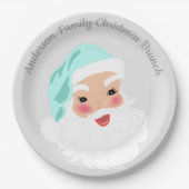 Weihnachtsmann im Mint Grüner Hut Weihnachten Pappteller (Vorderseite)