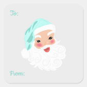 Weihnachtsmann im Mint Grüner Hut Weihnachten Quadratischer Aufkleber (Vorderseite)