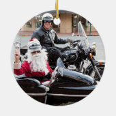 Weihnachtsmann im Motorradbeiwagen Keramik Ornament (Hinten)
