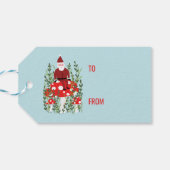 Weihnachtsmann im Pilz Weihnachten Elf Zwarf Geschenkanhänger (Rückseite Horizontal)