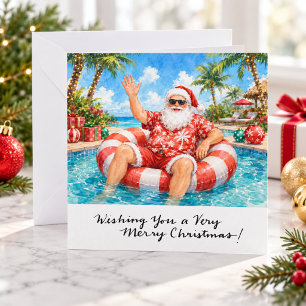 WEIHNACHTSMANN im Pool am Strand Weihnachten